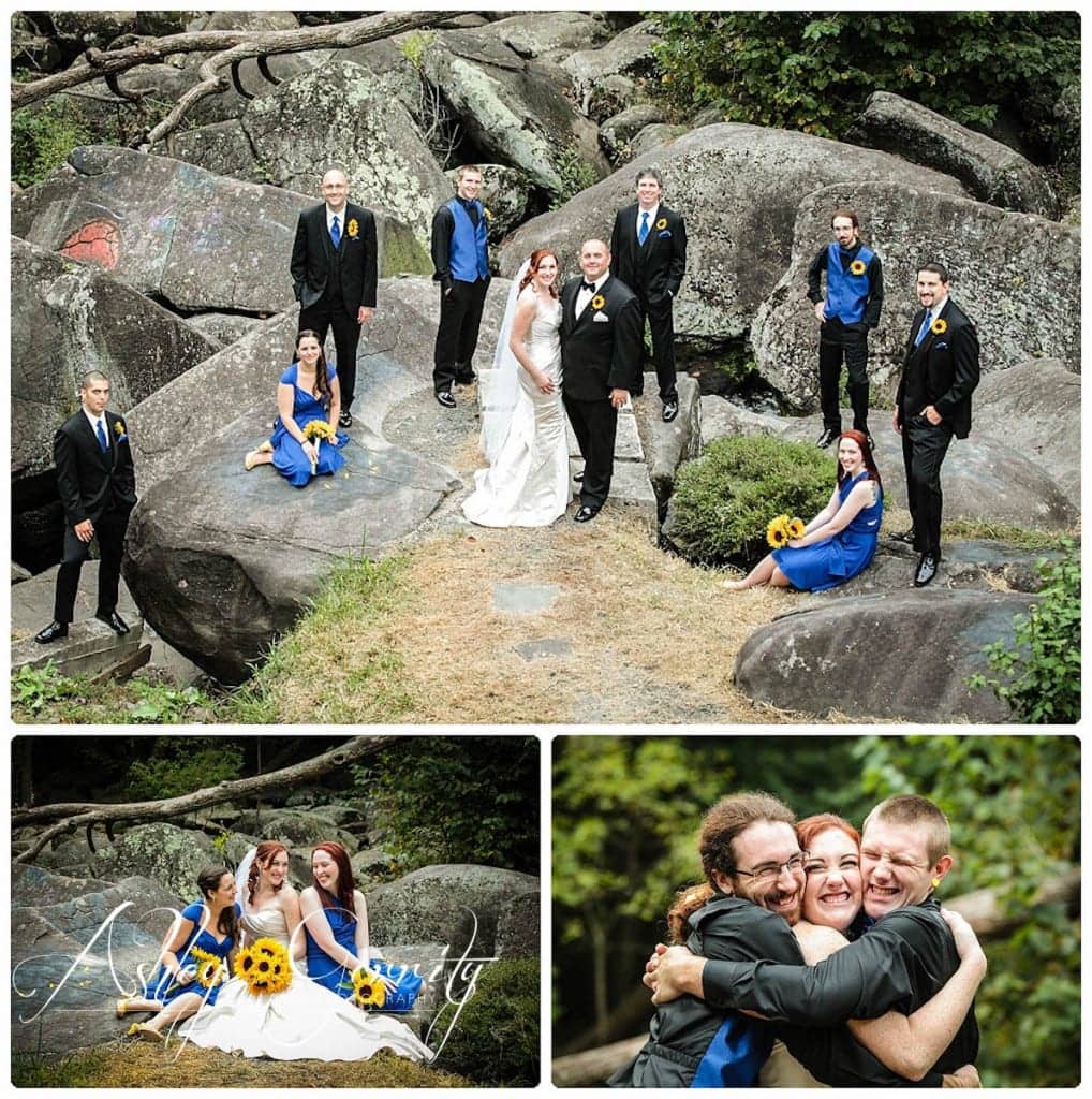 Wedding Party Poses Along French Creek