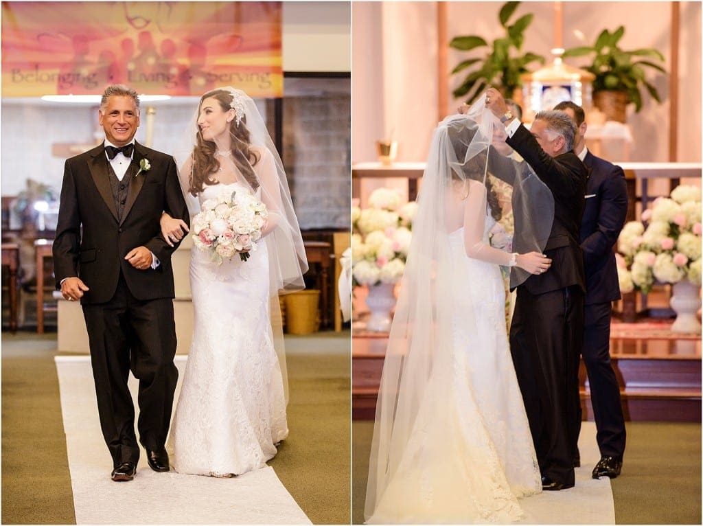 Diana and Paul had an emotional walk down the aisle together until he pulled back her veil to present her to Cristian.
