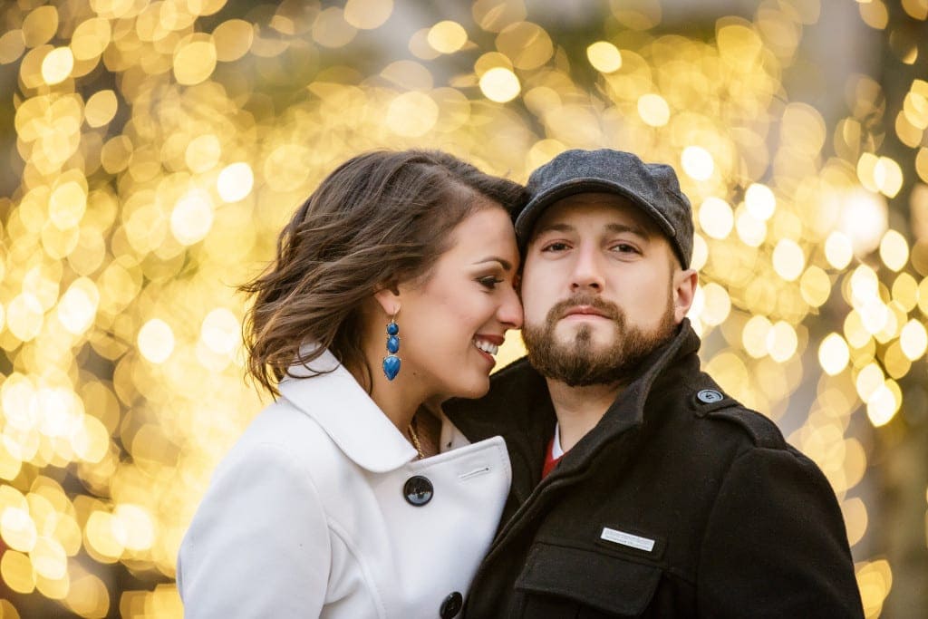 Sparkly Christmas lights make for delightfully golden backgrounds.
