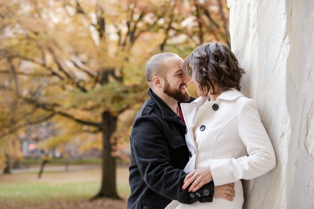 One of the more intimate photographs from Hannah and Dustin's engagement session. A very sexy lean against a beautiful stone pillar.