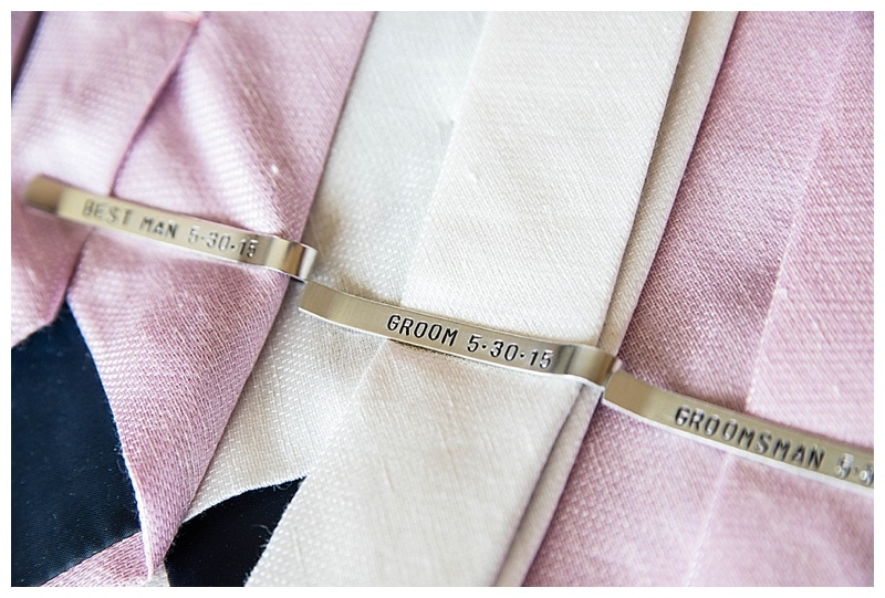 Love little details for the groom and his men. These personalized tie clips were very classy.