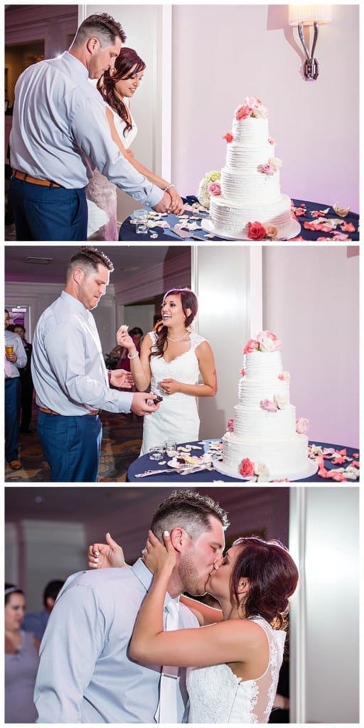 Naughty or nice? Shamala and Dan opted to be nice for their cake cutting.