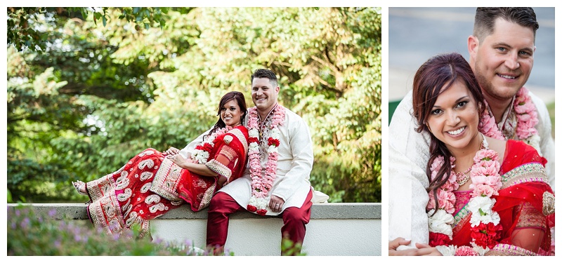 Dan and Shamala wore traditional Indian attire for a blended ceremony.