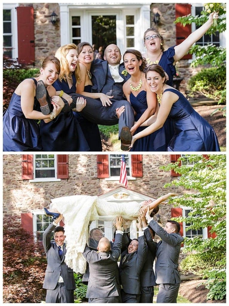 Groom with the bridesmaids and bride with the groomsmen is always so much fun!