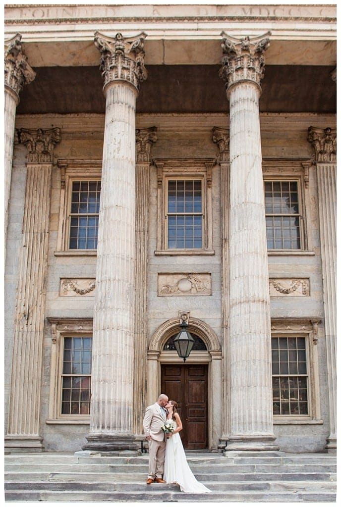 The stairs of the First National Bank gave us many beautiful angles, including across the street to capture the height of the beautiful pillars.
