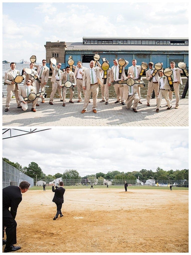 When you have a lot of groomsmen, you have lots of options for fun photographs.