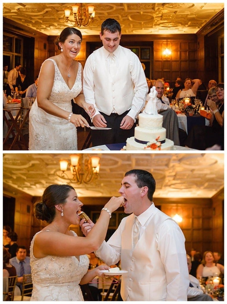 The ceremonial cutting of the cake.