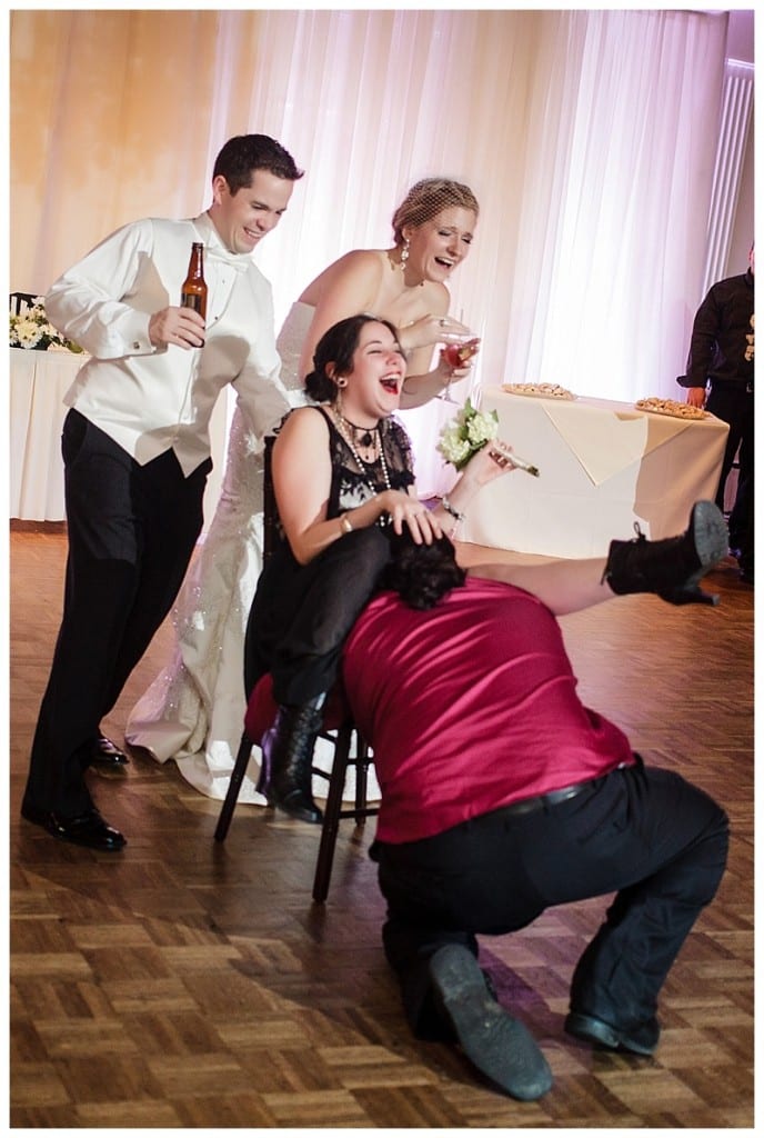 One of the best moments, the bouquet toss winner and the man who caught the garter were in a relationship, and things got a little fresh as he put the garter on her in accordance with tradition.