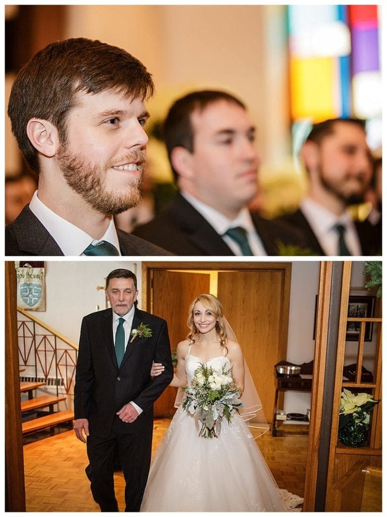 Scott getting to see his beautiful bride for the first time that day as she walked arm in arm with her father. 