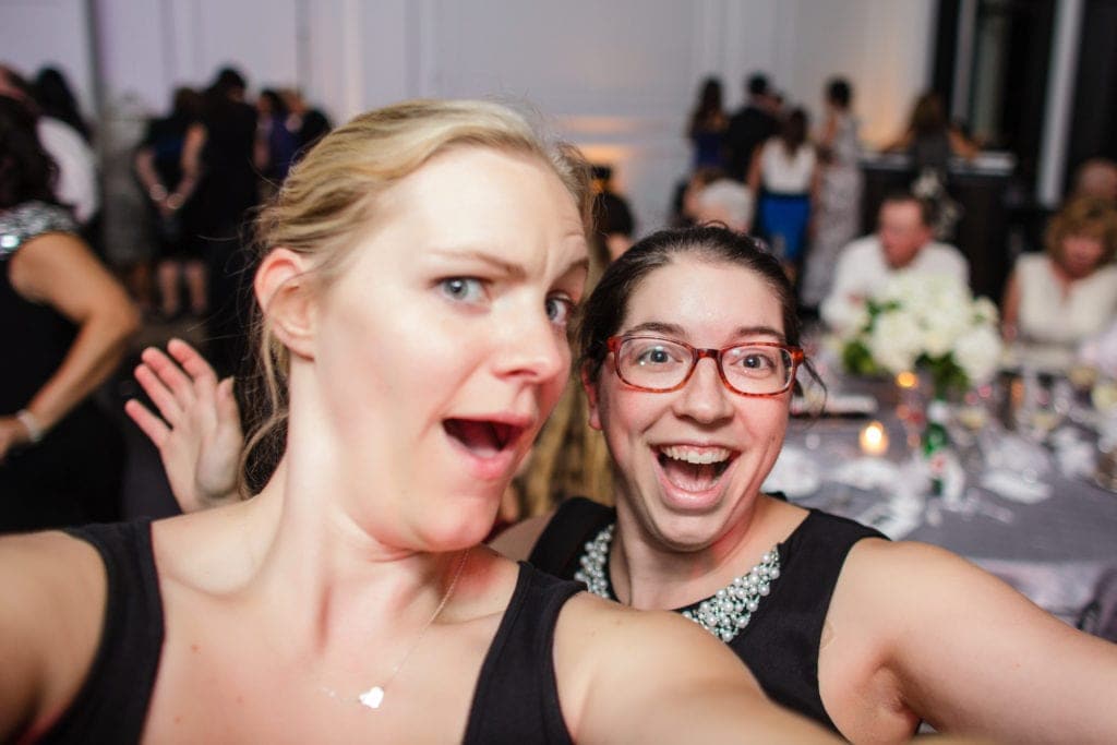 One of the best things about being a wedding photographer is spending my weekends with my awesome team! Rachel & I at a recent wedding getting a selfie on the dance floor!