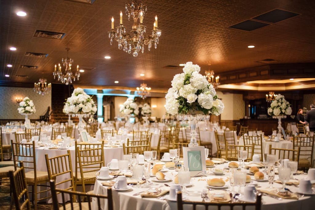 The reception in Brigalia's ballroom was impeccably decorated.