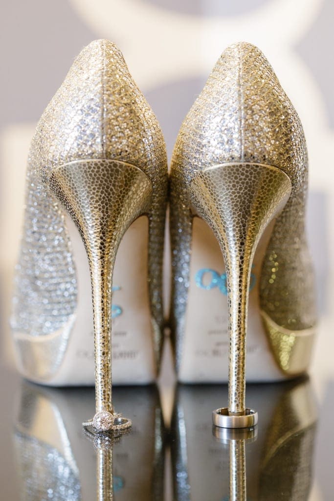 "I Do" on the bottom of Jimmy Choo shoes! and a pair of beautiful wedding rings to add to the beauty.