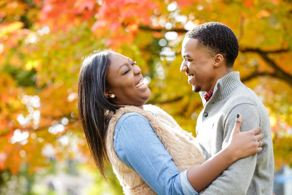 casual engagement portraits at Rutgers University 