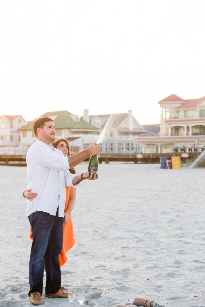 Jersey shore sunset engagement photos on the beach