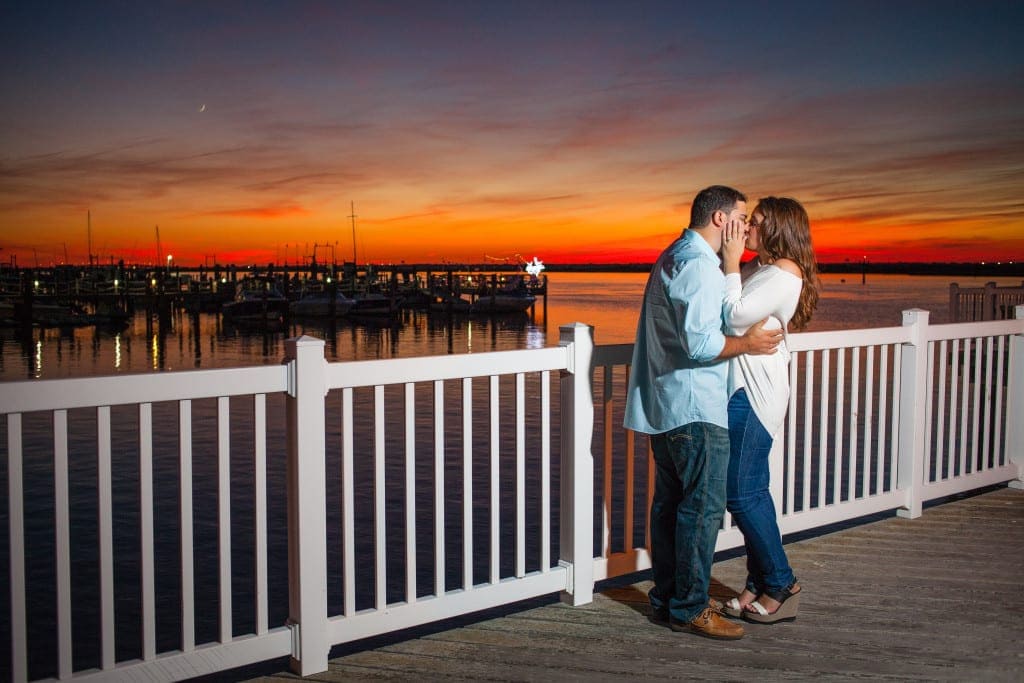 stunning Jersey shore sunset engagement photos