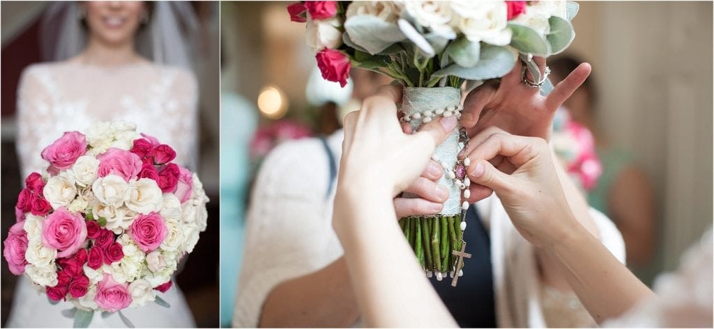 shades of pink wedding flowers