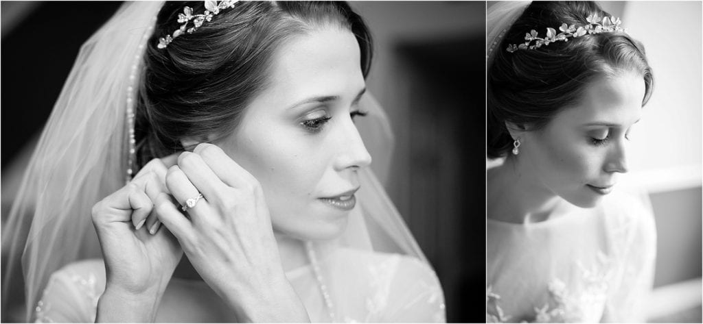 Classic Spring Mill Manor Wedding - black and white portraits of bride