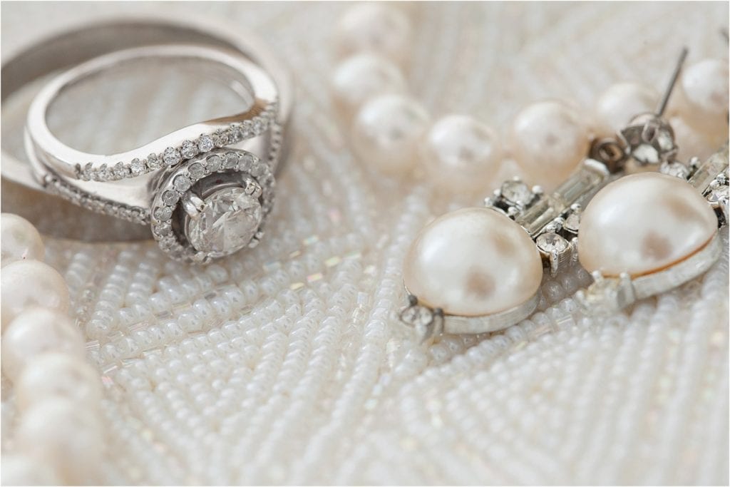 white wedding details with pearls, photos by Ashley Gerrity Photography