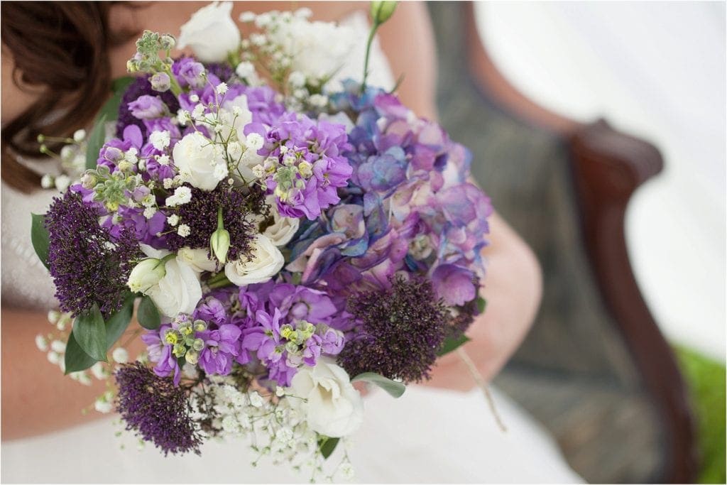 rustic purple and white wedding bouquet ideas, photos by Ashley Gerrity Photography