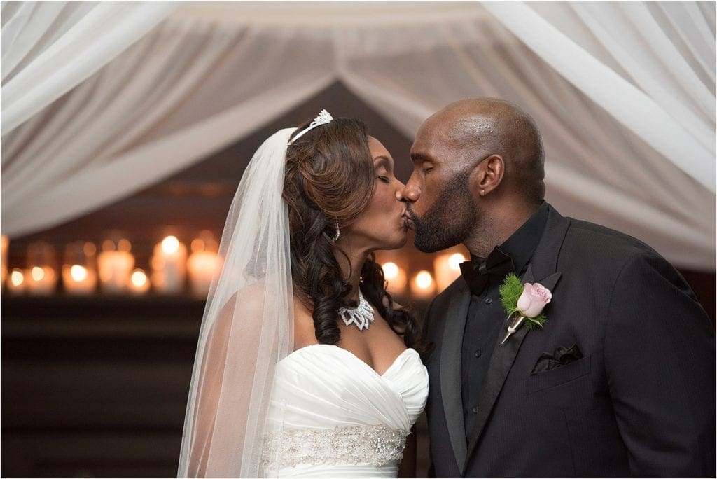 first kiss wedding ceremony at Le Meridien in Philly