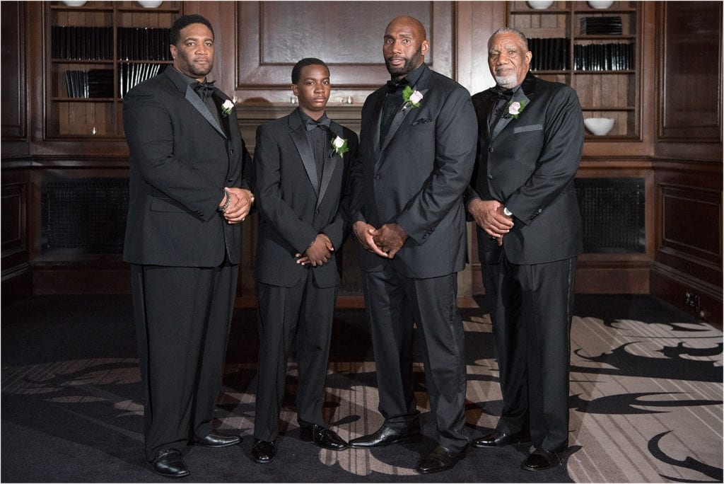 Urban Chic Philadelphia Wedding photos of groom and groomsmen - love this historical room for photos