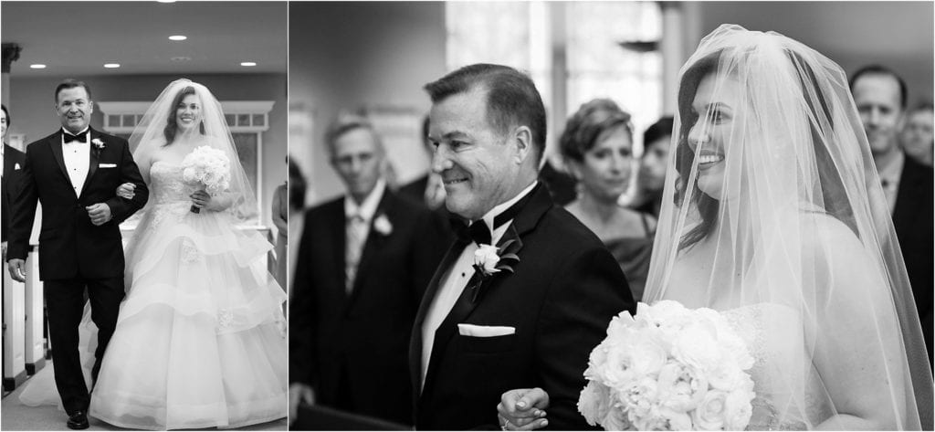 bride walking down ceremony on wedding day, wedding pictures by Ashley Gerrity Photography