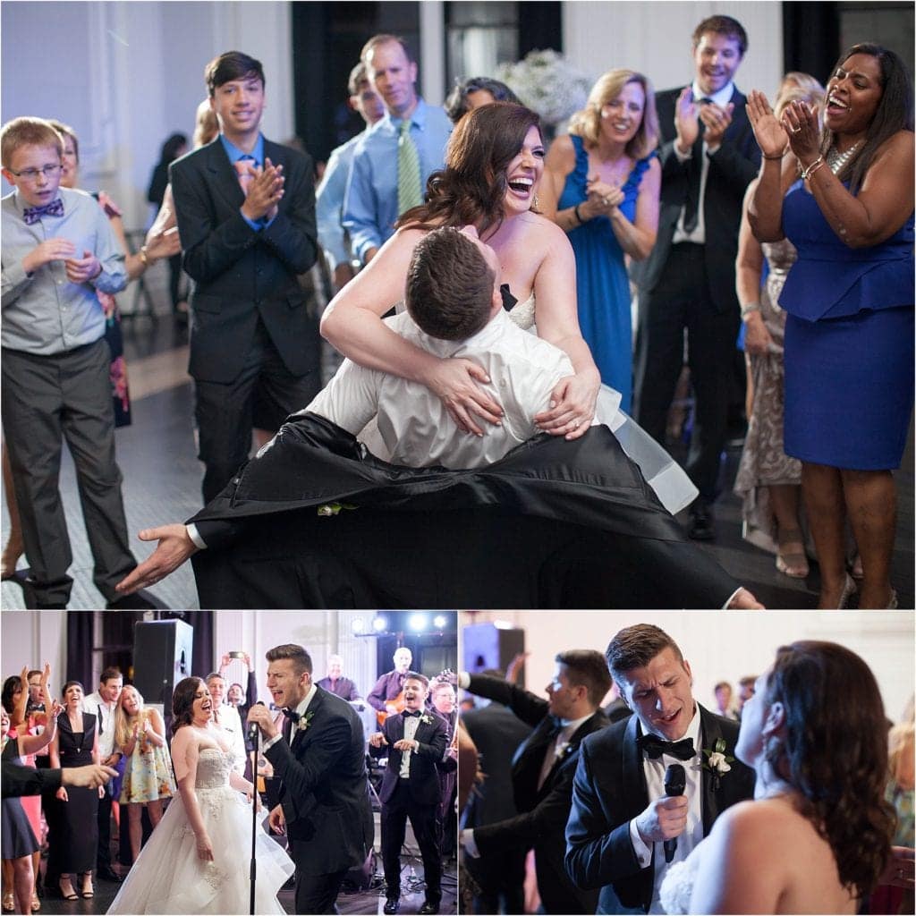 fun photos of groom singing to bride- philly wedding