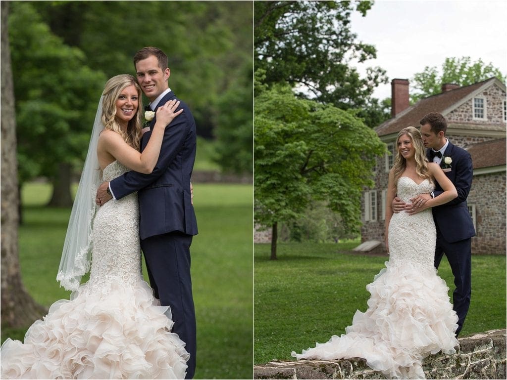 portraits of bride and groom at the Venue in Valley Forge