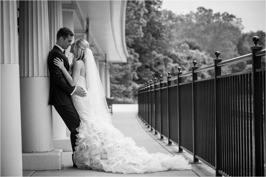 gorgeous black and white portrait of bride and groom at the Venue at Valley Forge