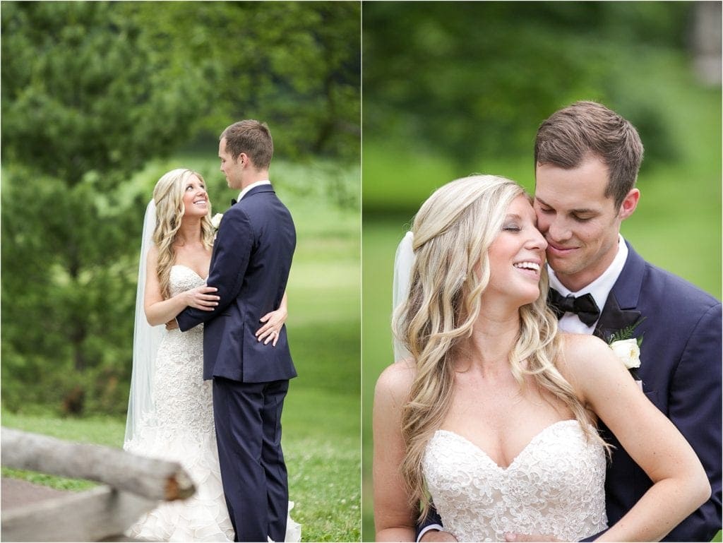 outdoor wedding pictures of bride and groom in the summer