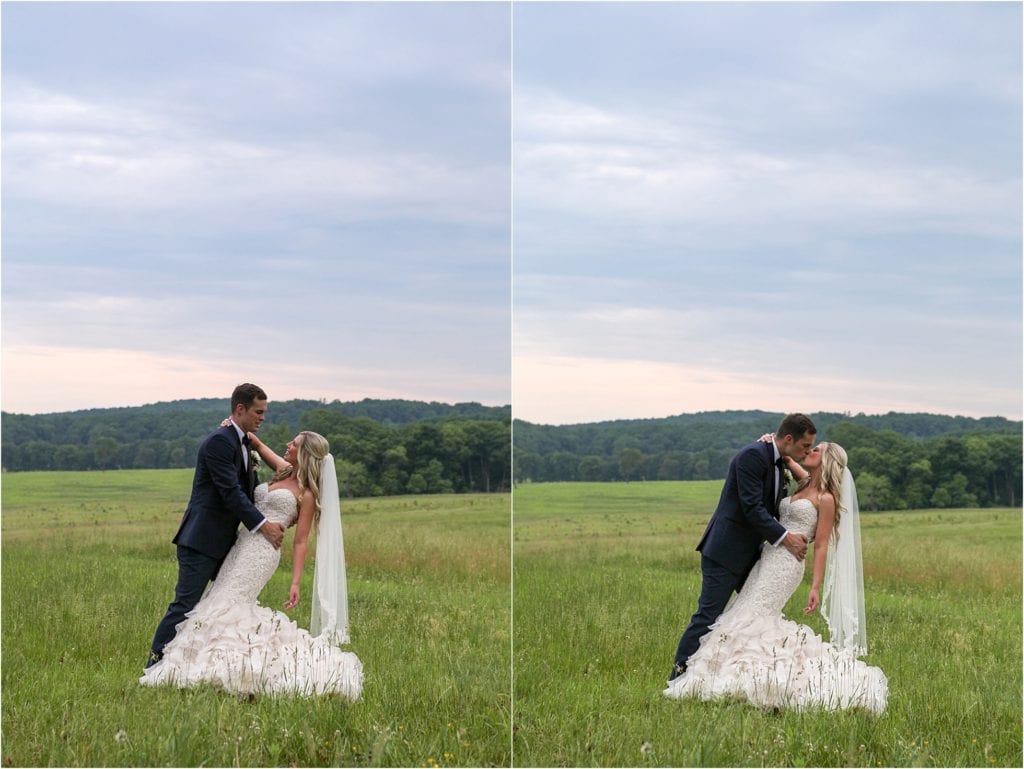 outdoor photos of bride and groom in field at Valley Forge