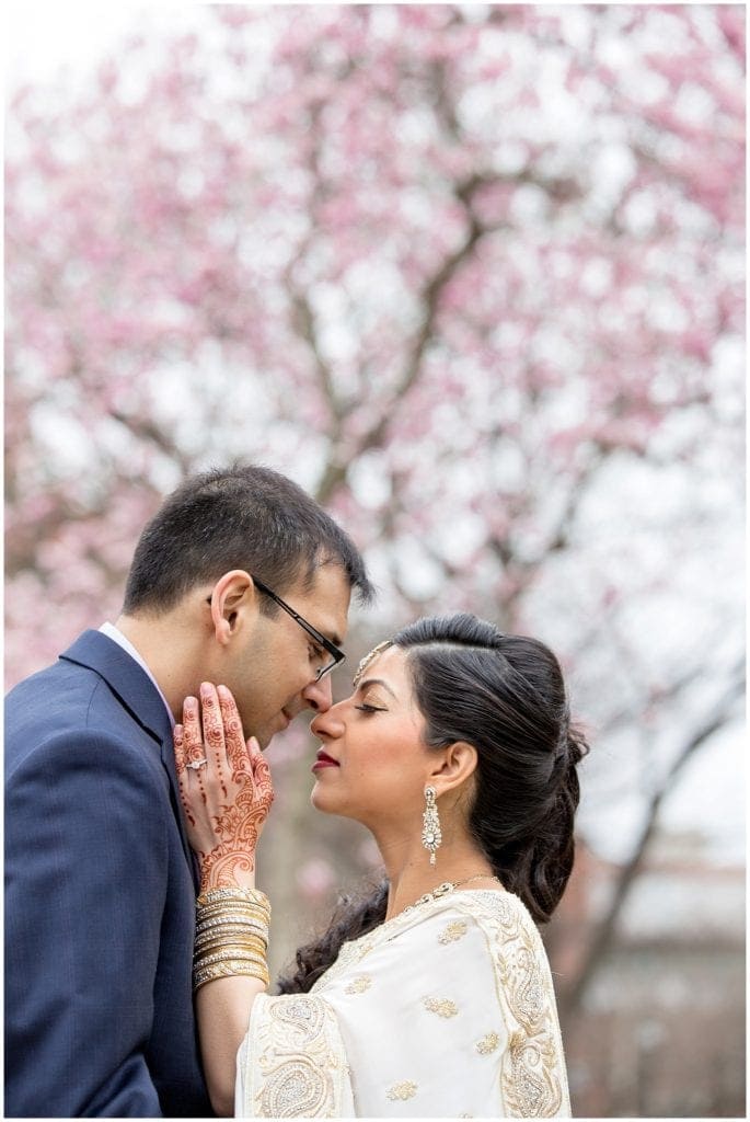 First Look photo cherry blossoms in Philadelphia