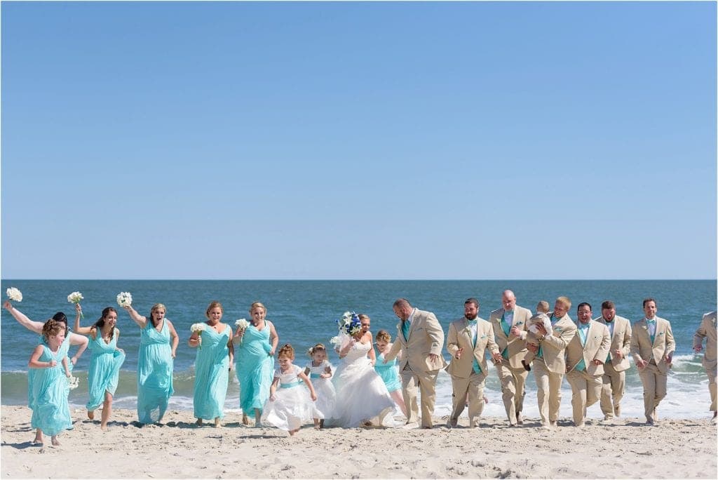 funny bridal party pictures at Cape May Beach Wedding 