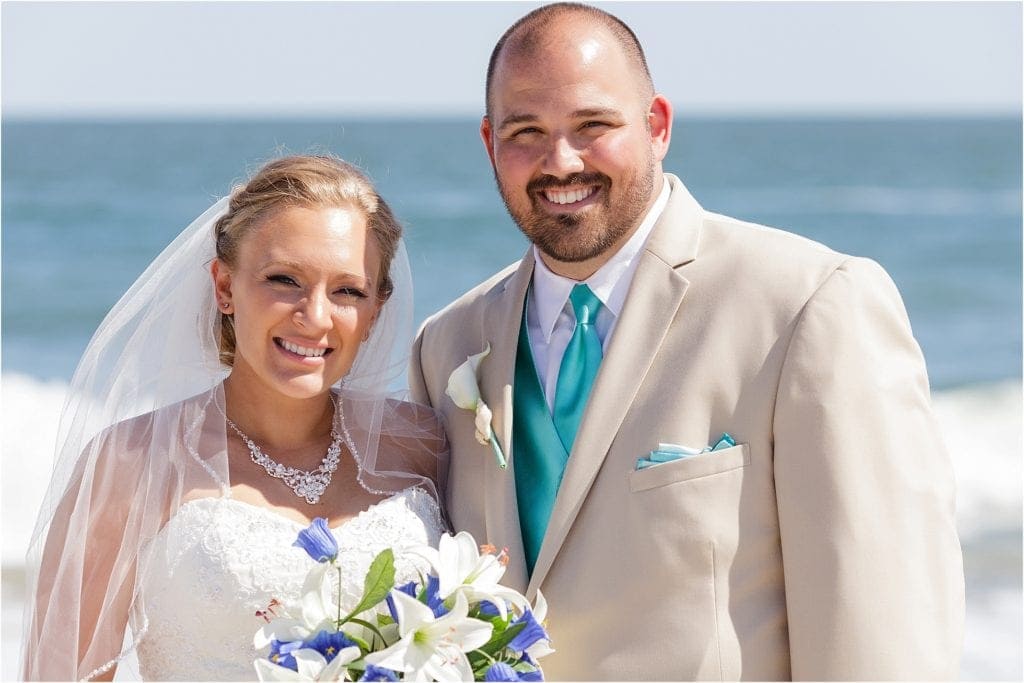 Cape May Beach Wedding photos bride and groom at the beach