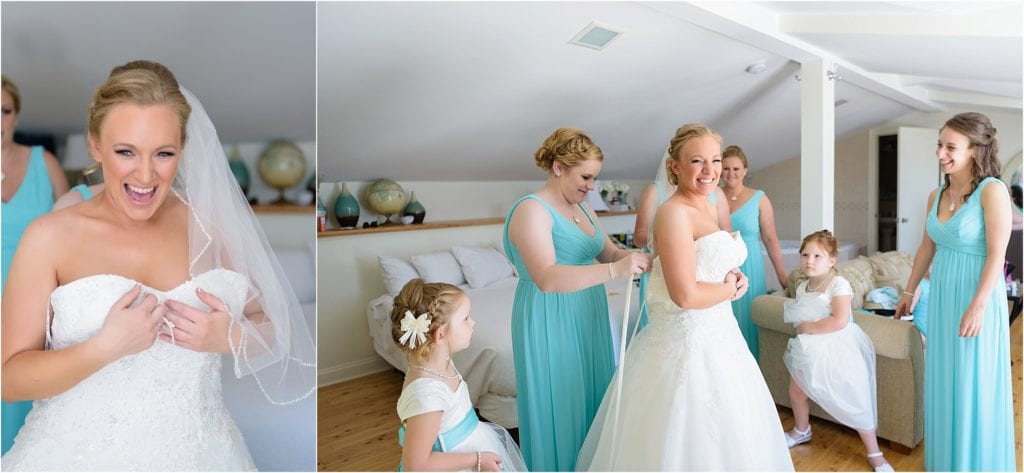 Cape May Beach Wedding at The Grand Hotel - bride getting ready with her bridesmaids