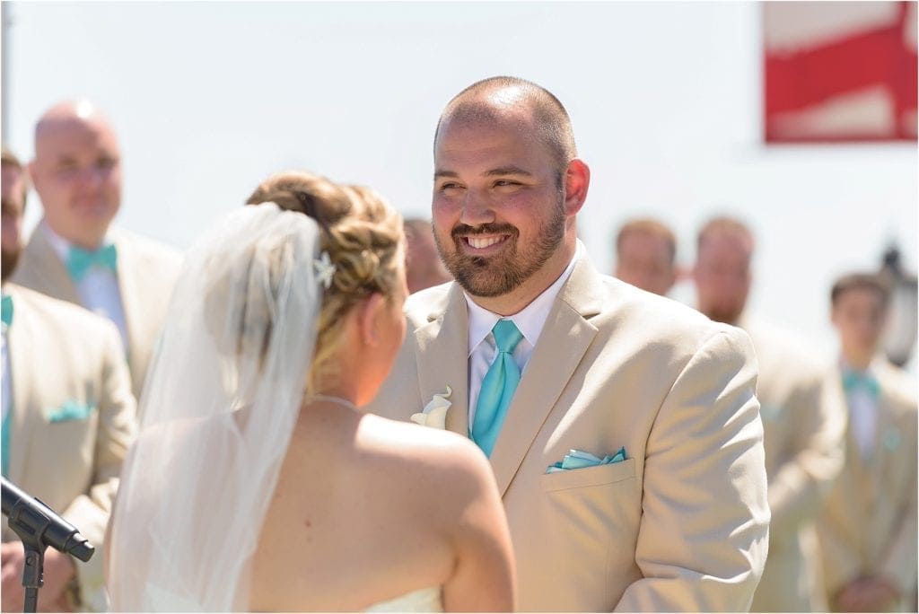 smiling groom for this Cape May Beach Wedding at The Grand Hotel 