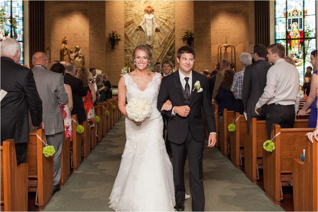 Reading Pennsylvania wedding ceremony- happy bride exiting church ceremony