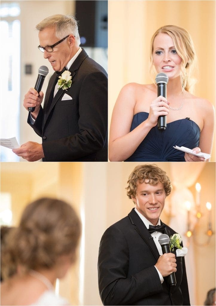 Photos of speeches during wedding at Berkshire Country Club
