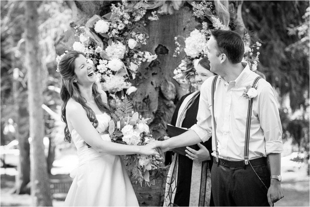 funny moment during wedding ceremony at the Washingtonian at Historic Yellow Springs 