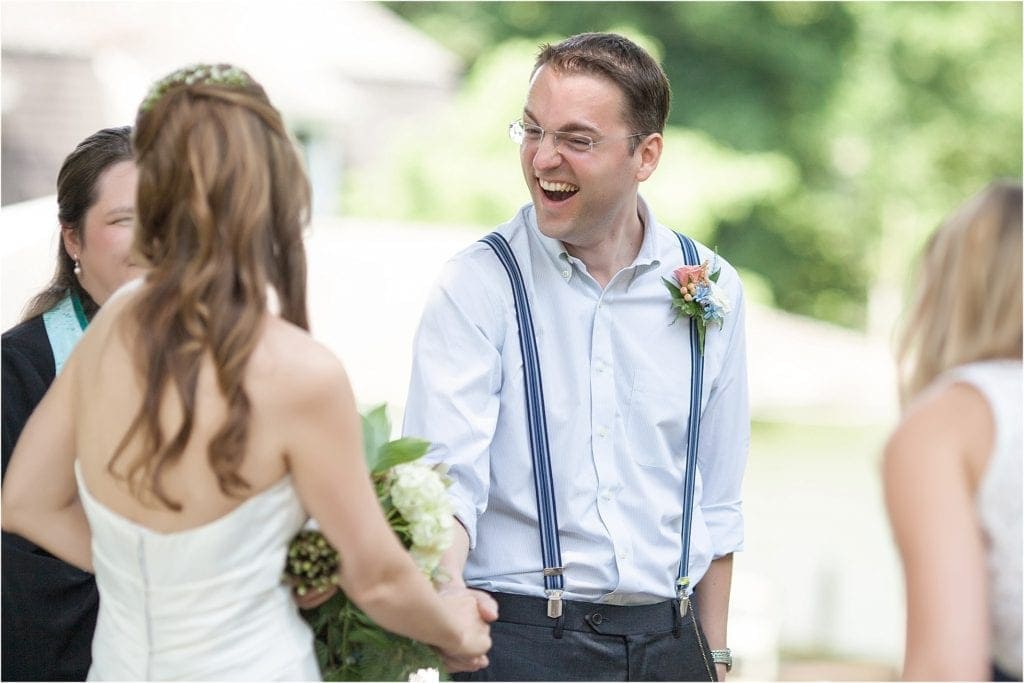 unique attire for groom during rustic outdoor wedding