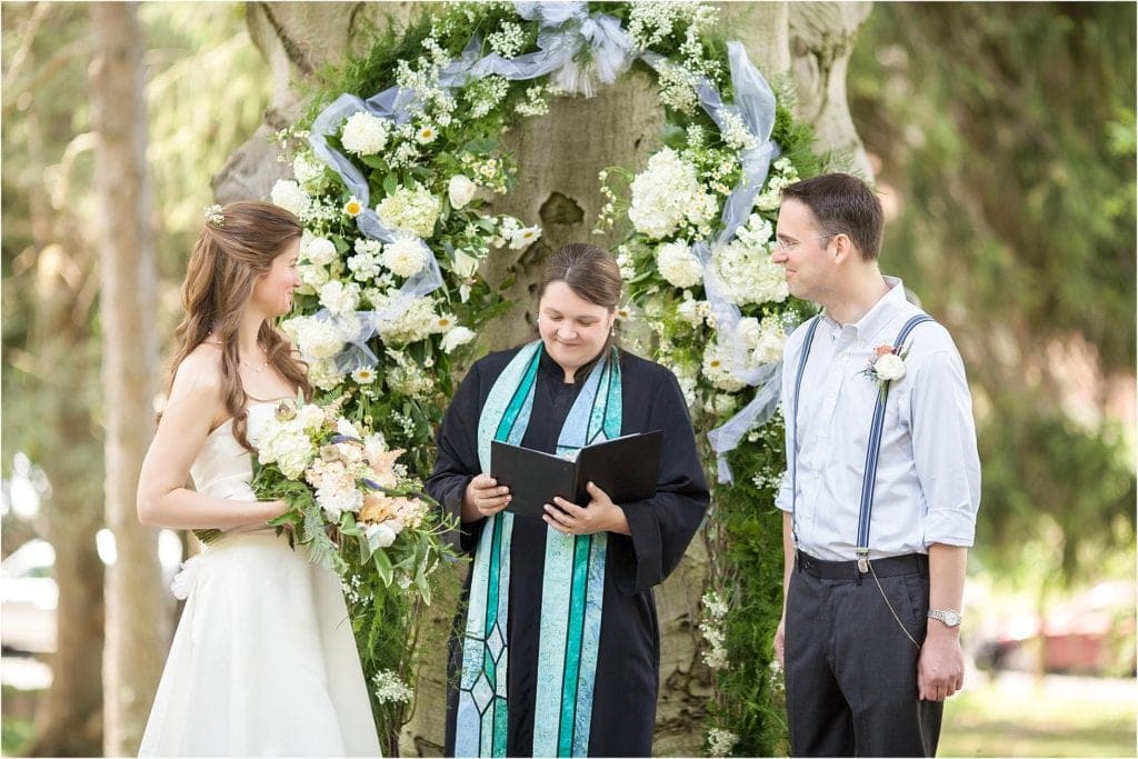stunning flowers for wedding ceremony outside for this unique Philly wedding venue 