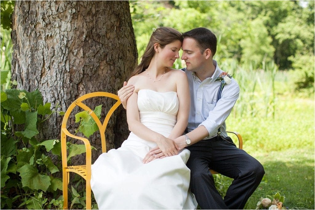 sweet romantic photo of bride and groom during their bridal portraits in Philly. 