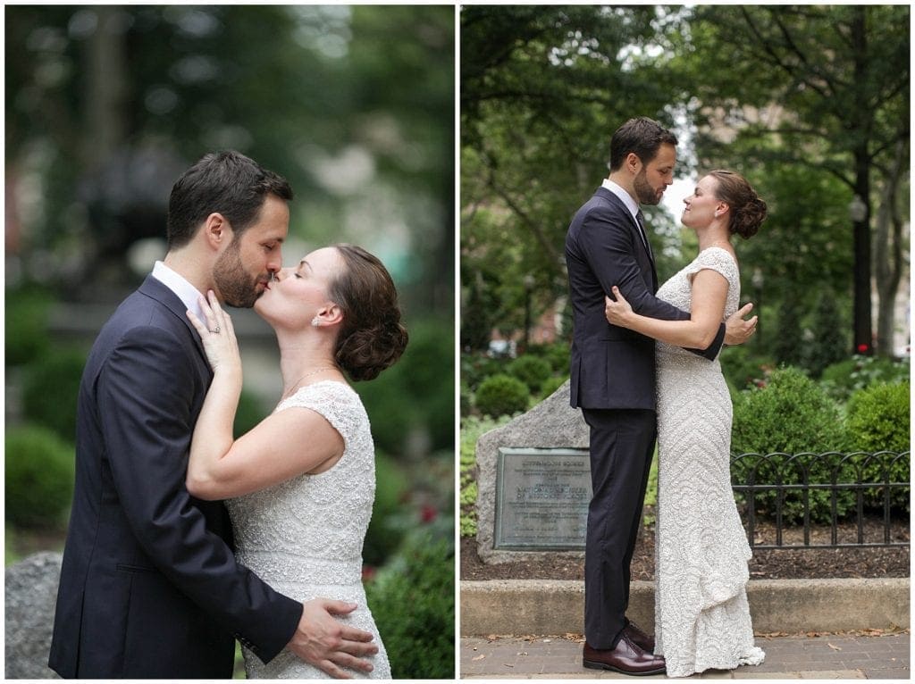 Outdoor bridal photos of this old style wedding Rittenhouse Square