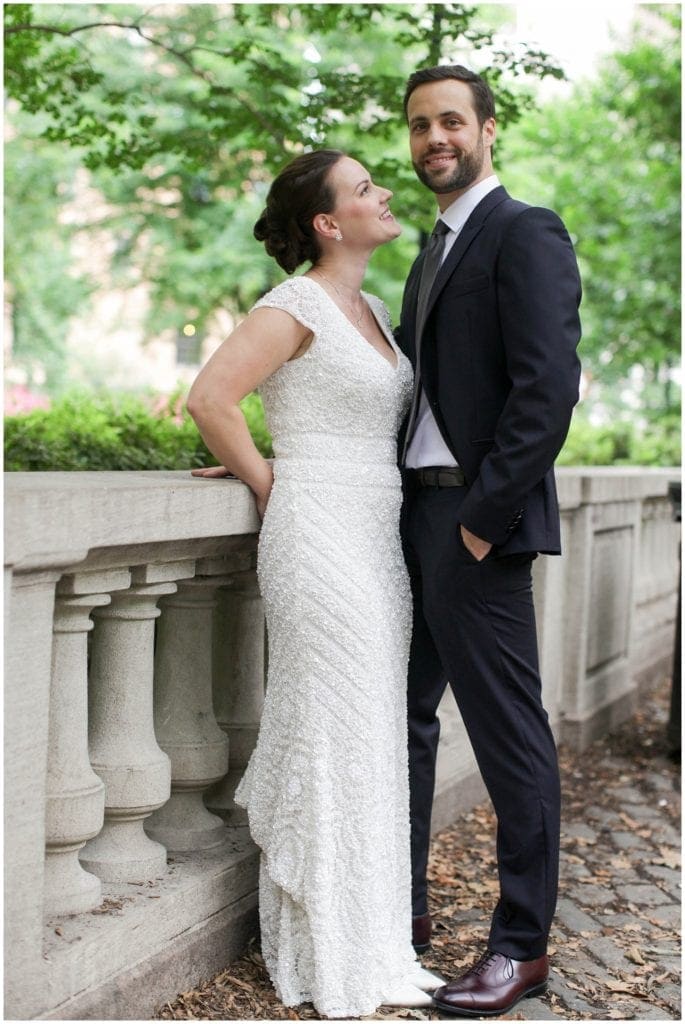 wedding pose ideas for bride and groom during portraits Rittenhouse Square