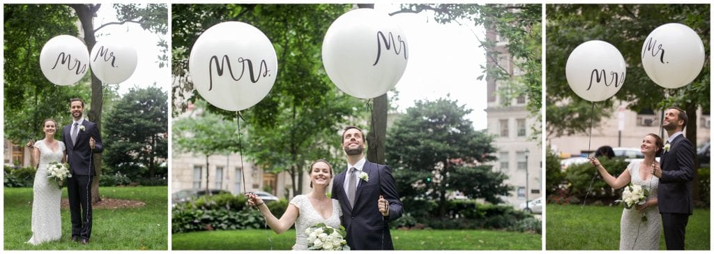 How fun are these big white balloons that say Mr and Mrs. The Perfect prop for your wedding day
