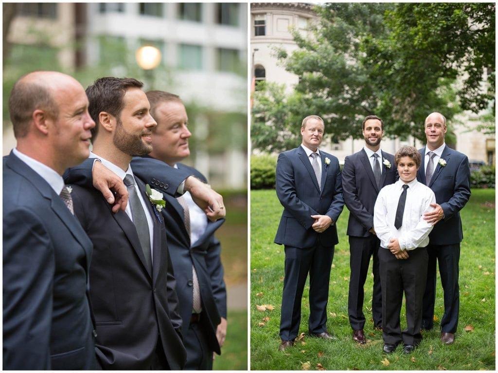 outdoor photos of grooms men in Philly 