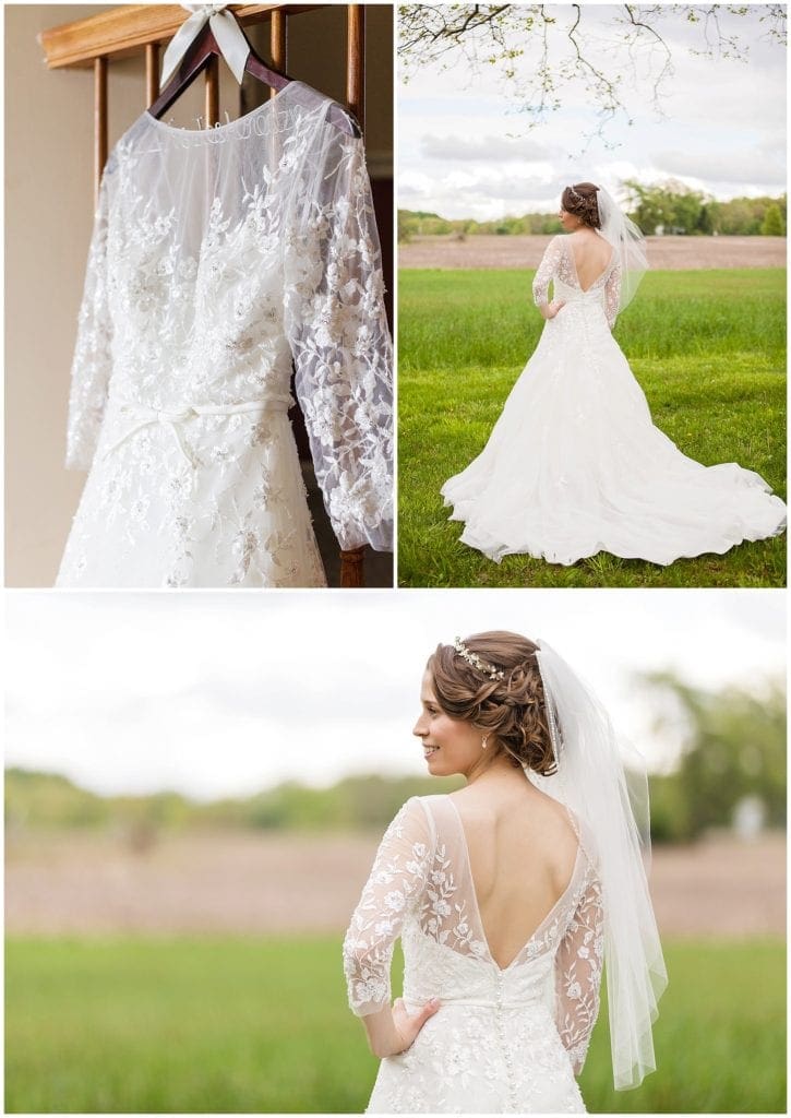 vintage wedding dress by Amanda's Ellis Bridals with illusion neck line
