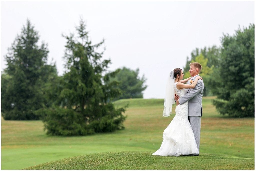 Lovely La Massaria Wedding photo of bride and groom after the rain finally stopped