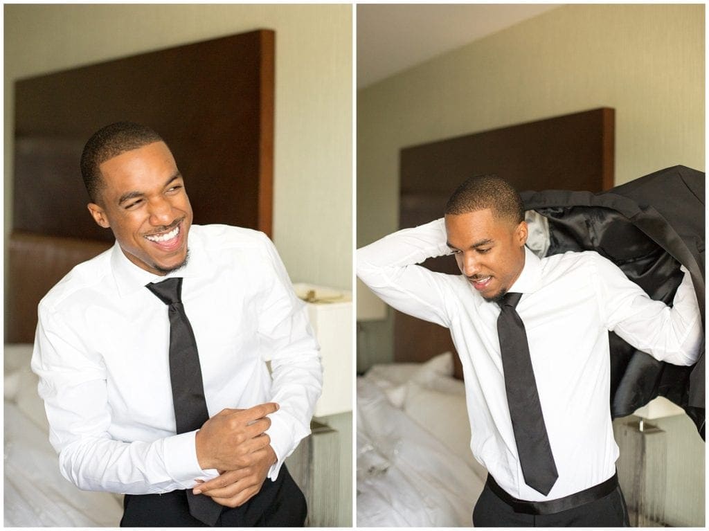 love these casual photos of groom getting ready