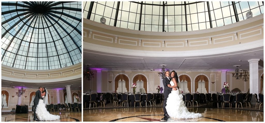 Marion wedding reception- photo of bride and groom alone in the ballroom 